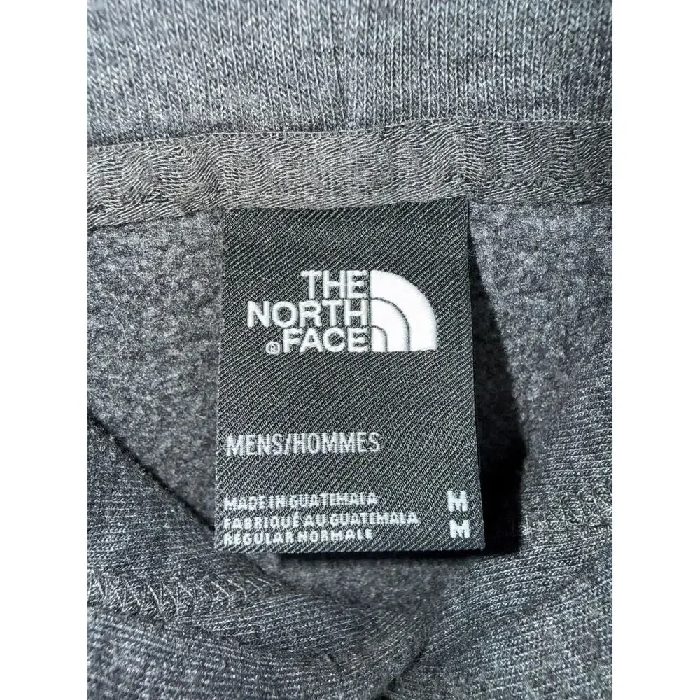 The North Face Men's Gray Pullover Hoodie M Fuzzy Black Logo Drawstring Pockets